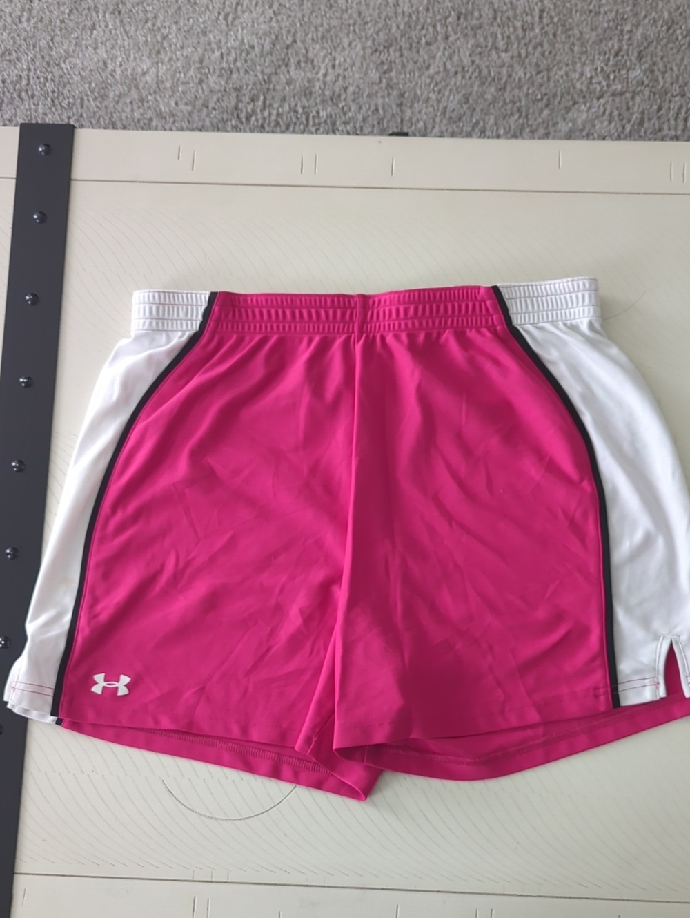 Under Armour Women’s Hot Pink Athletic Shorts with White Panels
